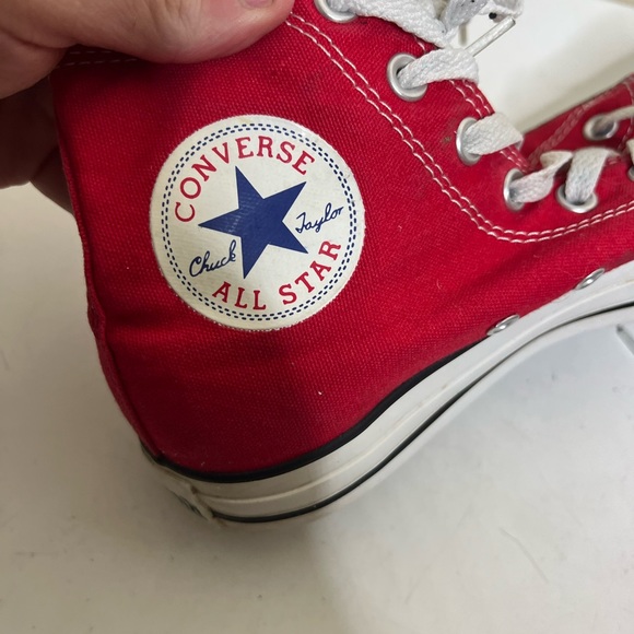 Red Canvas High-Top Sneakers - Picture 7 of 10